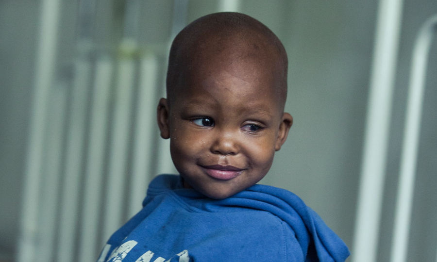 De kleine Conoglese Alvin, die cataract heeft