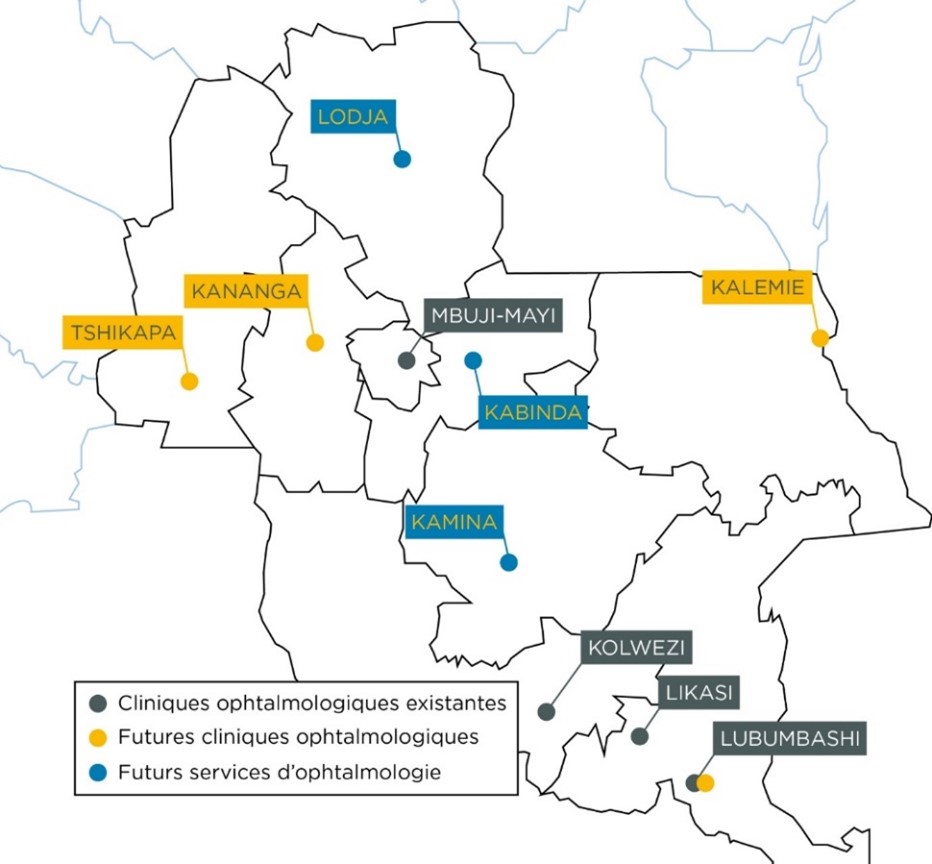 Carte des cliniques en RDC
